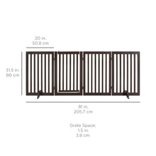 Load image into Gallery viewer, 31.5in 4-Panel Freestanding Wooden Pet Gate w/ Door, Support Feet
