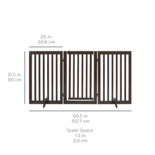 Load image into Gallery viewer, 31.5in 3-Panel Freestanding Wooden Pet Gate w/ Door, Support Feet
