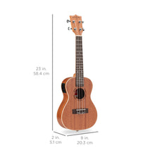 Load image into Gallery viewer, 23in Acoustic Electric Concert Sapele Ukulele Starter Kit w/ Built-in Tuner
