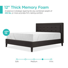 Load image into Gallery viewer, 12in Medium-Firm Green Tea &amp; Bamboo Charcoal Gel Memory Foam Mattress
