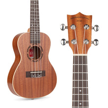 Load image into Gallery viewer, 23in Acoustic Concert Sapele Ukulele Starter Kit w/ Gig Bag, Strap, Tuner
