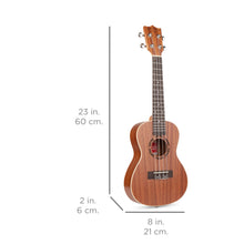 Load image into Gallery viewer, 23in Acoustic Concert Sapele Ukulele Starter Kit w/ Gig Bag, Strap, Tuner
