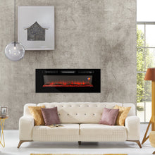 Load image into Gallery viewer, 1500W Electric Fireplace Recessed and Wall Mounted w/ Remote, Logs, Crystals
