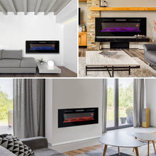 Load image into Gallery viewer, 1500W Electric Fireplace Recessed and Wall Mounted w/ Remote, Logs, Crystals
