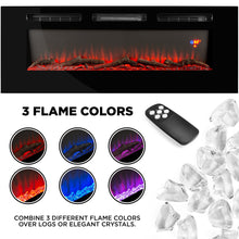 Load image into Gallery viewer, 1500W Electric Fireplace Recessed and Wall Mounted w/ Remote, Logs, Crystals
