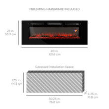 Load image into Gallery viewer, 1500W Electric Fireplace Recessed and Wall Mounted w/ Remote, Logs, Crystals
