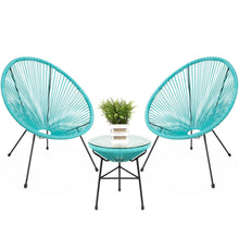 Load image into Gallery viewer, 3-Piece All-Weather Patio Acapulco Bistro Set w/ Rope, Glass Top Table
