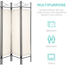 Load image into Gallery viewer, 4-Panel Folding Privacy Screen Room Divider Decoration Accent, 6ft
