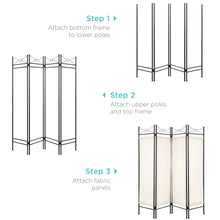 Load image into Gallery viewer, 4-Panel Folding Privacy Screen Room Divider Decoration Accent, 6ft
