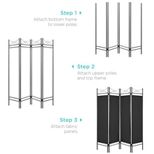 Load image into Gallery viewer, 4-Panel Folding Privacy Screen Room Divider Decoration Accent, 6ft
