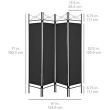 Load image into Gallery viewer, 4-Panel Folding Privacy Screen Room Divider Decoration Accent, 6ft
