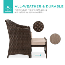 Load image into Gallery viewer, 5-Piece Outdoor Wicker Bistro Set w/ Side Storage Table, No Assembly
