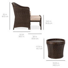 Load image into Gallery viewer, 5-Piece Outdoor Wicker Bistro Set w/ Side Storage Table, No Assembly
