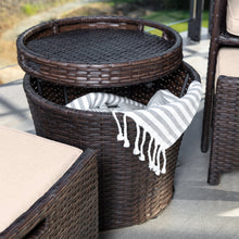 Load image into Gallery viewer, 5-Piece Outdoor Wicker Bistro Set w/ Side Storage Table, No Assembly
