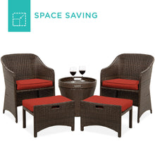 Load image into Gallery viewer, 5-Piece Outdoor Wicker Bistro Set w/ Side Storage Table, No Assembly
