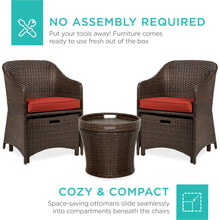 Load image into Gallery viewer, 5-Piece Outdoor Wicker Bistro Set w/ Side Storage Table, No Assembly
