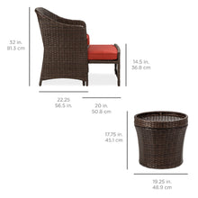 Load image into Gallery viewer, 5-Piece Outdoor Wicker Bistro Set w/ Side Storage Table, No Assembly
