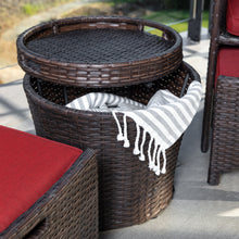 Load image into Gallery viewer, 5-Piece Outdoor Wicker Bistro Set w/ Side Storage Table, No Assembly
