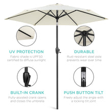 Load image into Gallery viewer, 7.5ft Outdoor Market Patio Umbrella w/ Push Button Tilt, Crank Lift
