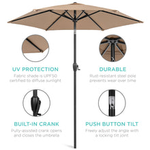 Load image into Gallery viewer, 7.5ft Outdoor Market Patio Umbrella w/ Push Button Tilt, Crank Lift
