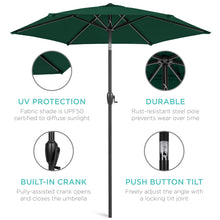 Load image into Gallery viewer, 7.5ft Outdoor Market Patio Umbrella w/ Push Button Tilt, Crank Lift
