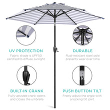 Load image into Gallery viewer, 7.5ft Outdoor Market Patio Umbrella w/ Push Button Tilt, Crank Lift
