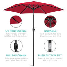 Load image into Gallery viewer, 7.5ft Outdoor Market Patio Umbrella w/ Push Button Tilt, Crank Lift
