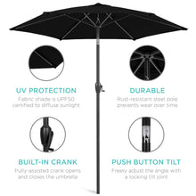 Load image into Gallery viewer, 7.5ft Outdoor Market Patio Umbrella w/ Push Button Tilt, Crank Lift
