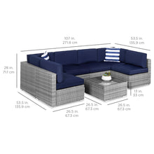 Load image into Gallery viewer, 7-Piece Modular Wicker Sectional Conversation Set w/ 2 Pillows, Cover
