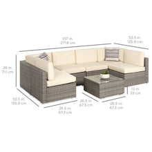 Load image into Gallery viewer, 7-Piece Modular Wicker Sectional Conversation Set w/ 2 Pillows, Cover
