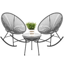 Load image into Gallery viewer, 3-Piece Patio Woven Rope Acapulco Rocking Chair Bistro Set
