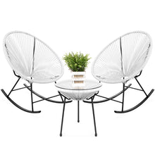 Load image into Gallery viewer, 3-Piece Patio Woven Rope Acapulco Rocking Chair Bistro Set
