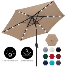 Load image into Gallery viewer, 7.5ft Outdoor Solar Patio Umbrella w/ Push Button Tilt, Crank Lift
