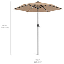 Load image into Gallery viewer, 7.5ft Outdoor Solar Patio Umbrella w/ Push Button Tilt, Crank Lift
