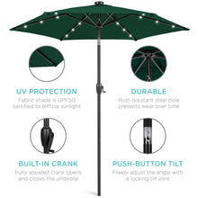 Load image into Gallery viewer, 7.5ft Outdoor Solar Patio Umbrella w/ Push Button Tilt, Crank Lift
