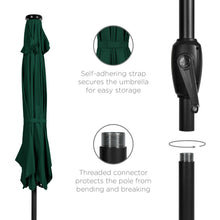 Load image into Gallery viewer, 7.5ft Outdoor Solar Patio Umbrella w/ Push Button Tilt, Crank Lift
