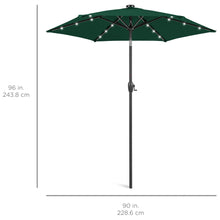 Load image into Gallery viewer, 7.5ft Outdoor Solar Patio Umbrella w/ Push Button Tilt, Crank Lift
