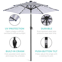 Load image into Gallery viewer, 7.5ft Outdoor Solar Patio Umbrella w/ Push Button Tilt, Crank Lift
