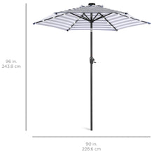 Load image into Gallery viewer, 7.5ft Outdoor Solar Patio Umbrella w/ Push Button Tilt, Crank Lift
