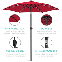 Load image into Gallery viewer, 7.5ft Outdoor Solar Patio Umbrella w/ Push Button Tilt, Crank Lift
