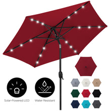 Load image into Gallery viewer, 7.5ft Outdoor Solar Patio Umbrella w/ Push Button Tilt, Crank Lift
