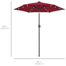 Load image into Gallery viewer, 7.5ft Outdoor Solar Patio Umbrella w/ Push Button Tilt, Crank Lift
