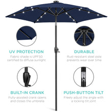 Load image into Gallery viewer, 7.5ft Outdoor Solar Patio Umbrella w/ Push Button Tilt, Crank Lift
