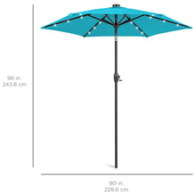 Load image into Gallery viewer, 7.5ft Outdoor Solar Patio Umbrella w/ Push Button Tilt, Crank Lift
