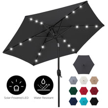 Load image into Gallery viewer, 7.5ft Outdoor Solar Patio Umbrella w/ Push Button Tilt, Crank Lift
