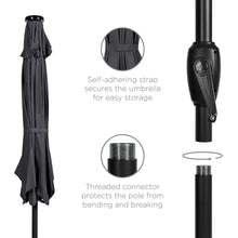 Load image into Gallery viewer, 7.5ft Outdoor Solar Patio Umbrella w/ Push Button Tilt, Crank Lift
