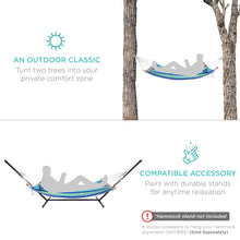 Load image into Gallery viewer, 2-Person Quilted Portable Hammock w/ Curved Bamboo Spreader Bar, Carry Bag
