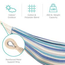 Load image into Gallery viewer, 2-Person Brazilian-Style Double Hammock w/ Portable Carrying Bag
