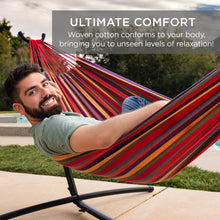 Load image into Gallery viewer, 2-Person Brazilian-Style Double Hammock w/ Carrying Bag and Steel Stand
