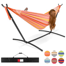 Load image into Gallery viewer, 2-Person Brazilian-Style Double Hammock w/ Carrying Bag and Steel Stand
